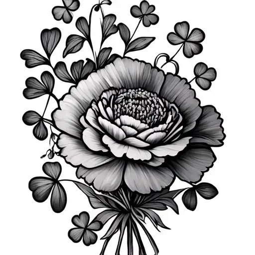 Fine Line Bouquet With Carnation And Shamrocks