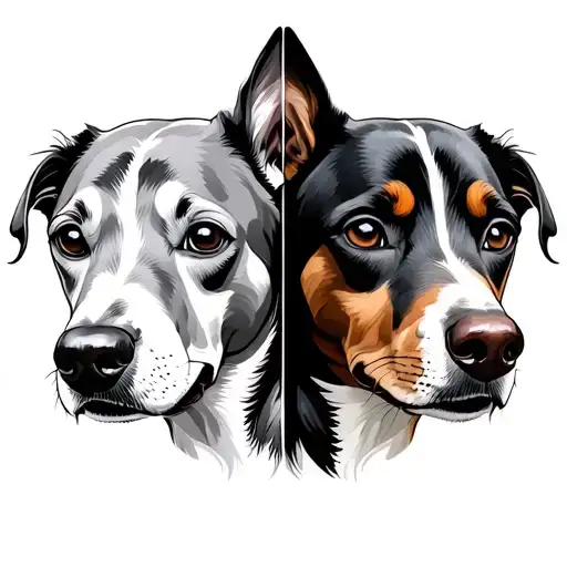 Two Dog Faces Merged Together