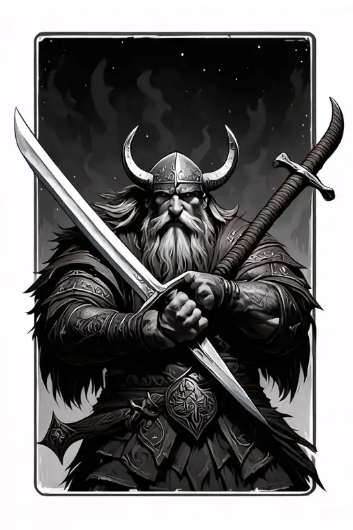 Viking Warrior Wielding A Sword