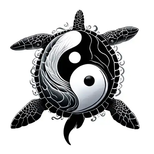 Orca Yin Yang On Sea Turtle