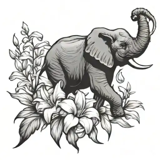 Gladiolus Flower With An Elephant