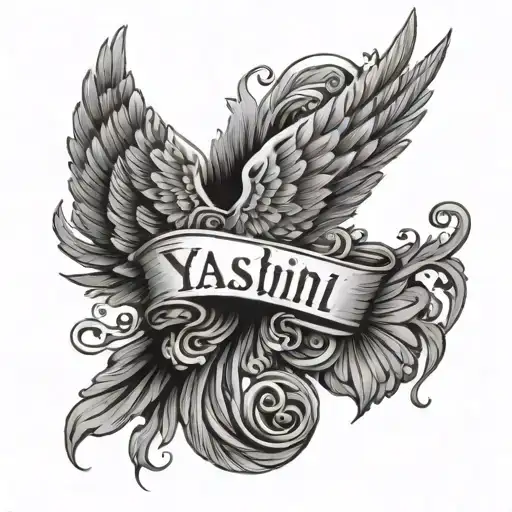 Yashini Name With Angel Wings Flying