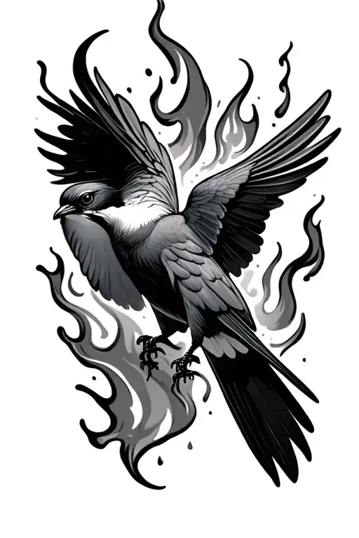 Swallow Bird That's On Fire