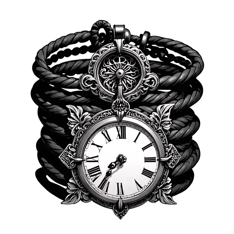 Barcelet With Clock Pendant Hanging