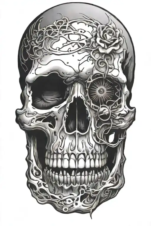 Skull With Dead Eyes Looking Ahead