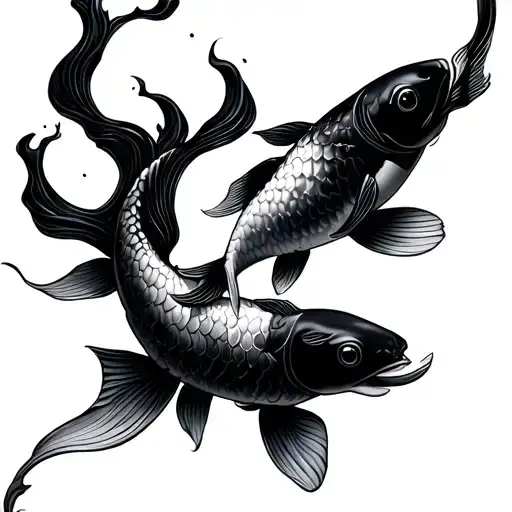 Koi Fish Swimming In Fire