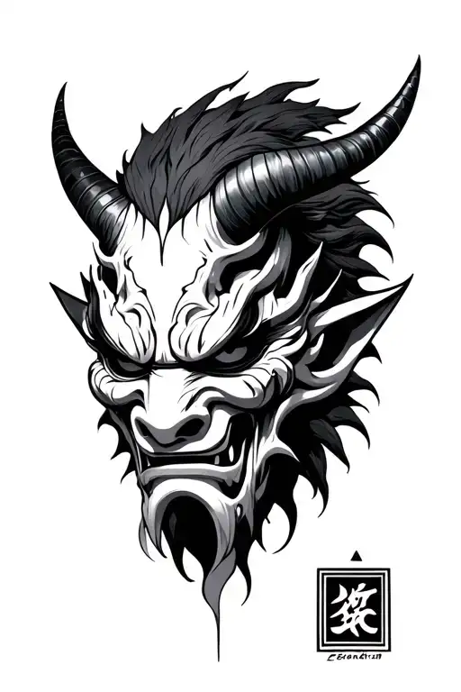 Oni Mask With Broken Horn
