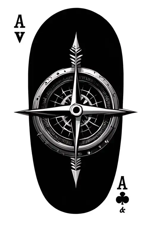 Compass With Arrow And Poker Cards