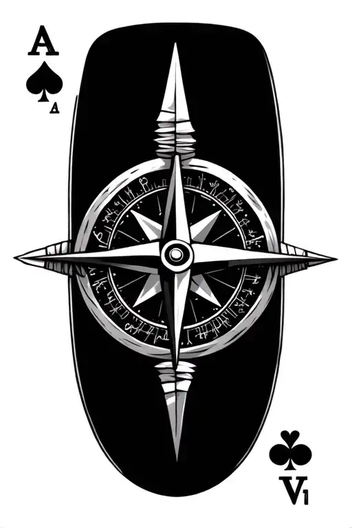 Compass With Arrow And Poker Cards