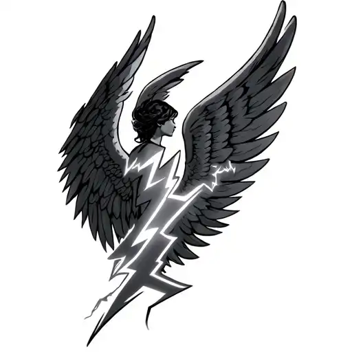 Lightning Bolts With Angel Wings