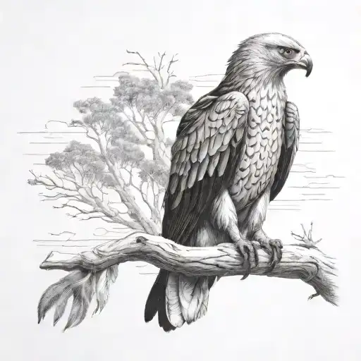 Wedge-tailed Eagle Gumtrees In Background