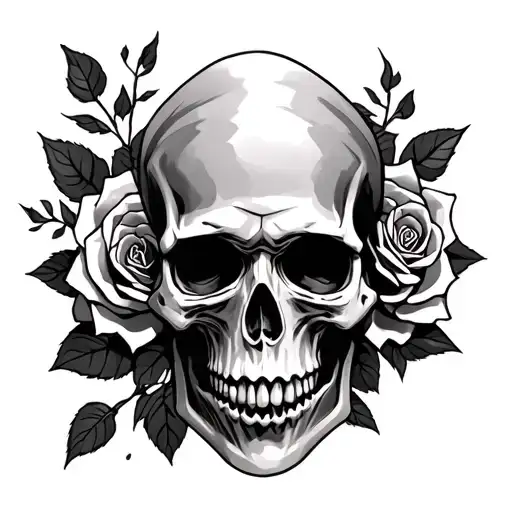 Grim Reaper Skull Roses