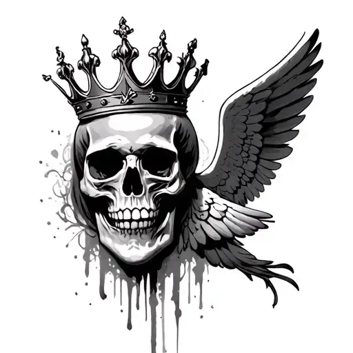 Skull With Crown And Angel