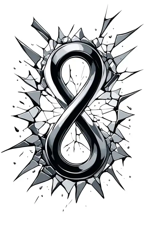 Infinity Sign Surrounded By Broken Glass