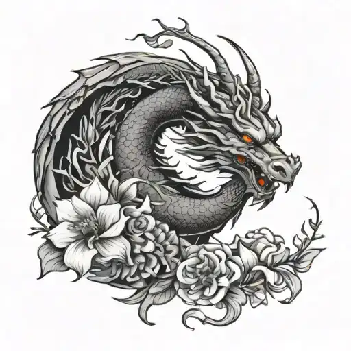 Dragon And Flowers