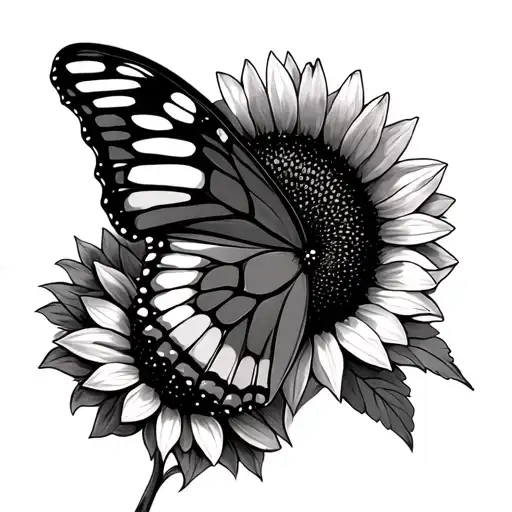 Butterfly And Sunflower