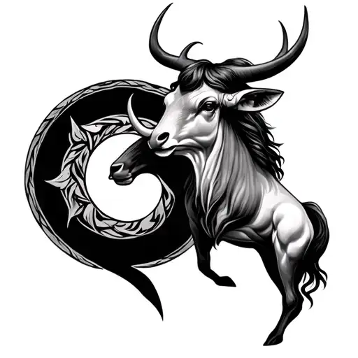 Taurus And Aquarius Zodiac Sign Intertwined Symbols