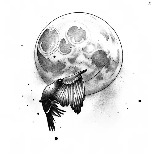 Moon With Raven