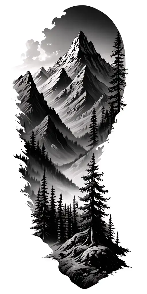 Realistic Burnt Forest And Mountains