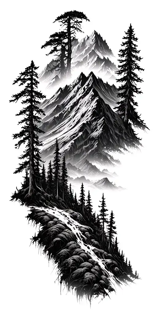 Realistic Burnt Forest And Mountains