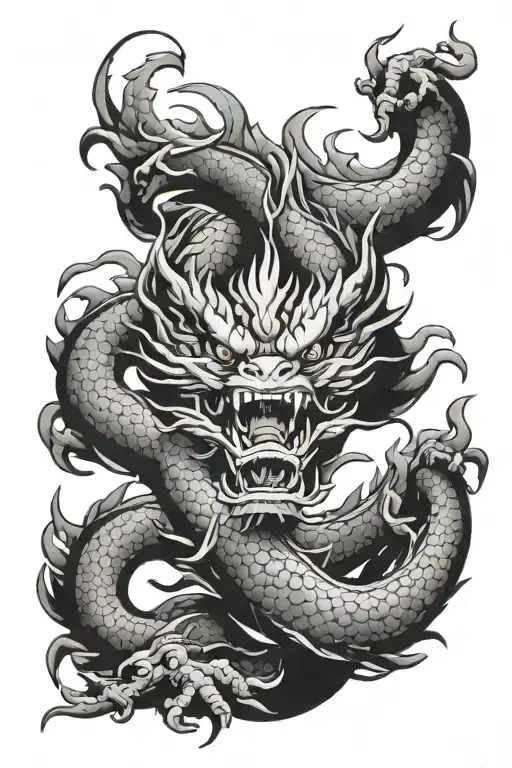 Chinese Dragon And Word