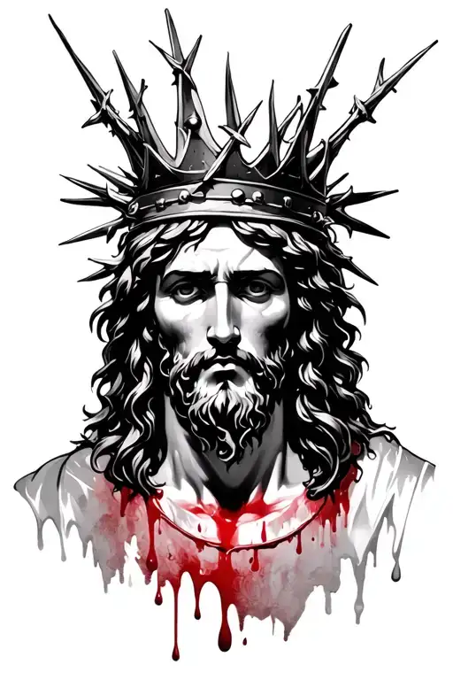 Crown Of Thorns With Blood Dropping From Crown In The Shape Of Jesus