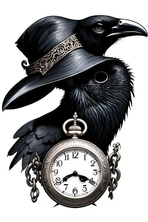 Realistic Plague Doctor Mask With Crow And Old Pocket Watch
