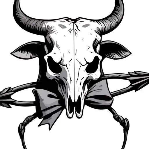 Bull Skull With Bow And Arrow