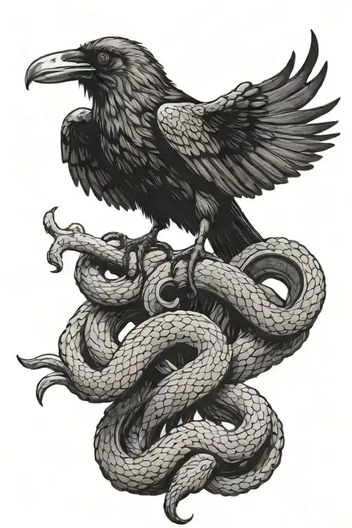 Raven Holding A Dead Snake In Its Talons Showing