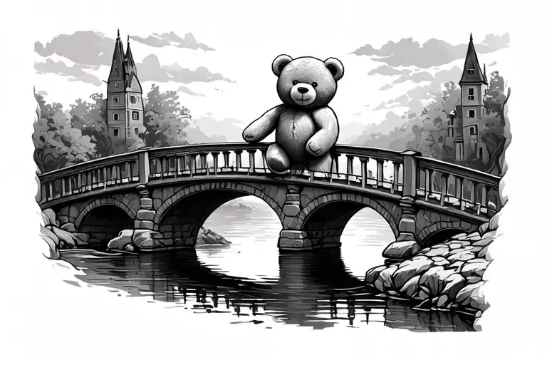 Teddy Bear Crossing A Bridge