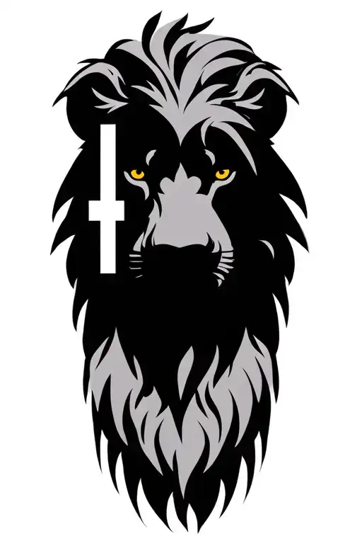 Lion Head With Christian Flag