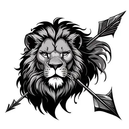 Half Head Lion Arrow Half Clock