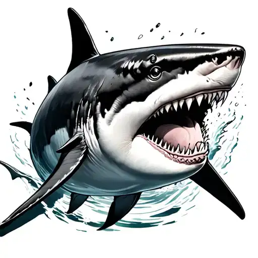 Great White Shark Swimming Together