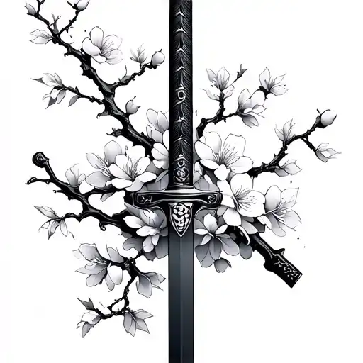 Samurai Sword With Cherry Blossom