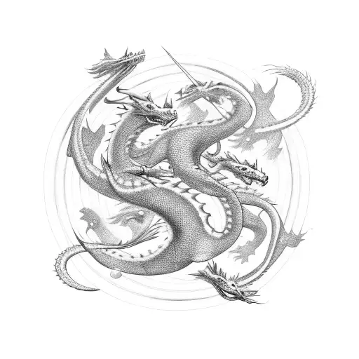 A Constellation Of Dragons Forming A Galaxy