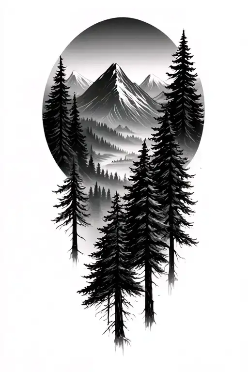 Forest And Mountain In Background