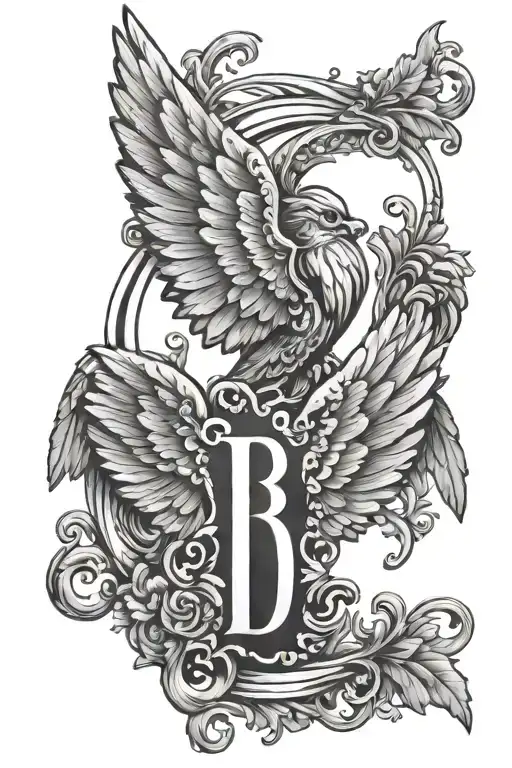 Letter B And Angel Wings