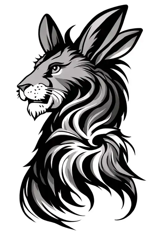 Lion And Bunny Face Only