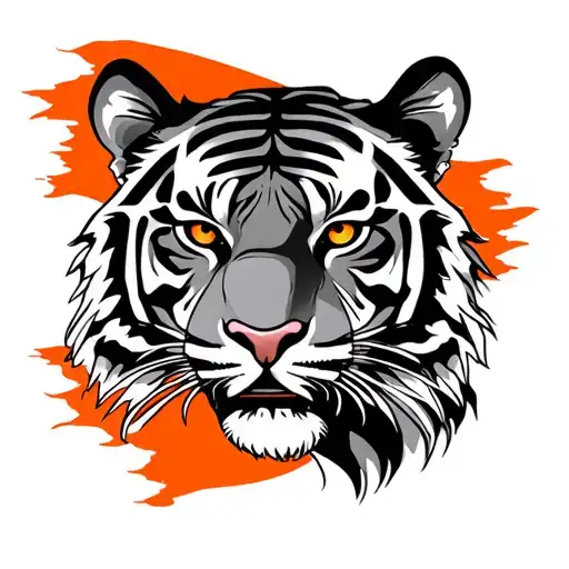 Maratha Orange Flag With Tiger