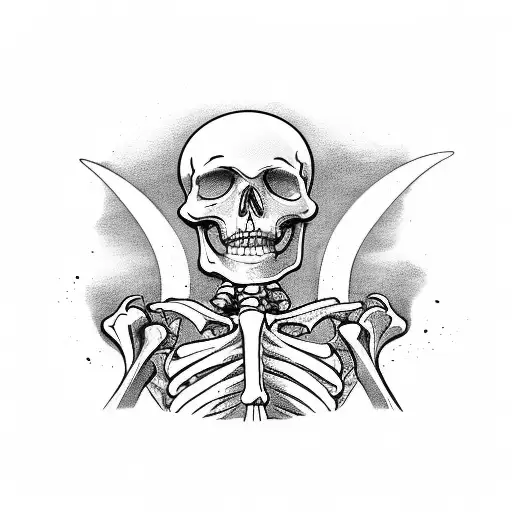 A Skeleton Carrying A Surfboard