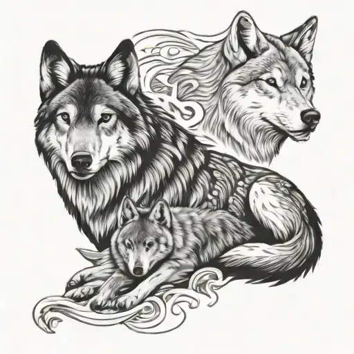 Wolf Protecting His Family