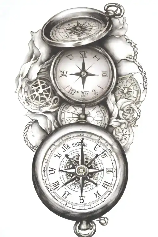 Compass And Pocket Watch