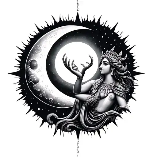 Genie Holding The Sun And Moon