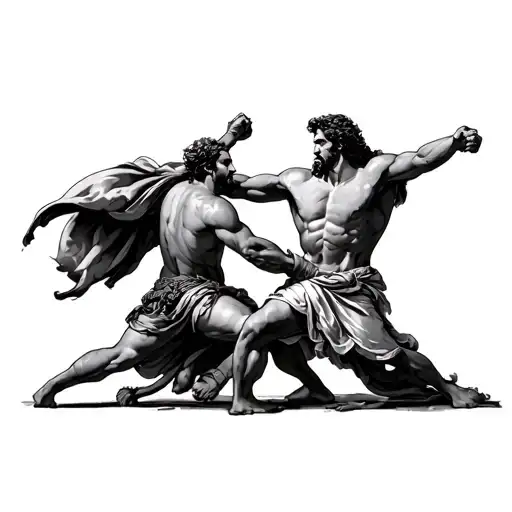 Roman With Greek Fighting Each Other