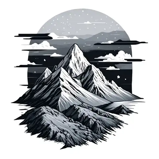 Trail And Mountains Into Space