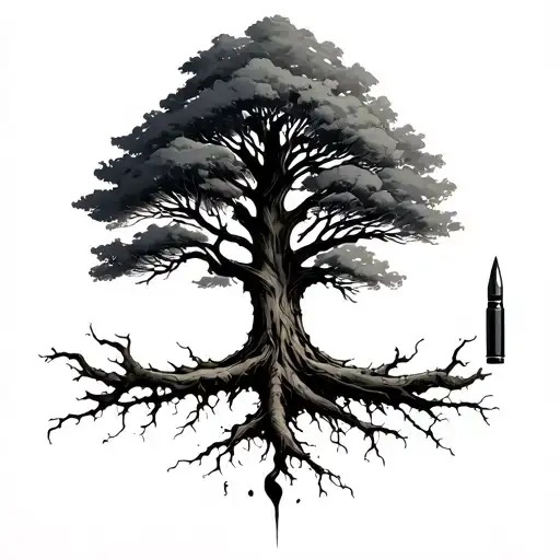 Tree And A Bullet That Cuts The Root