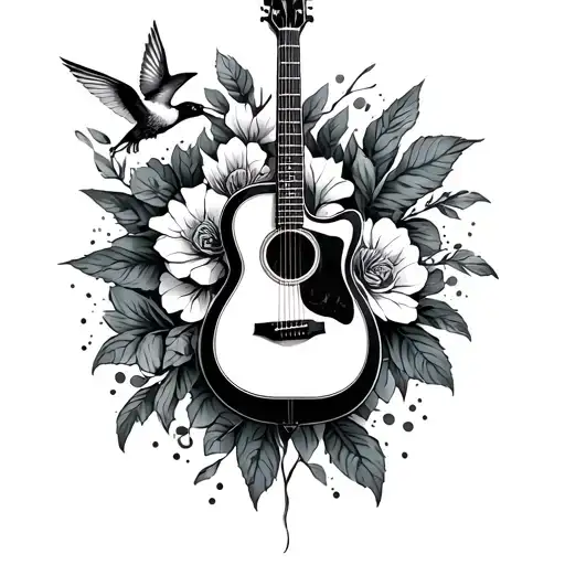 Guitar And Hummingbird Surrounded