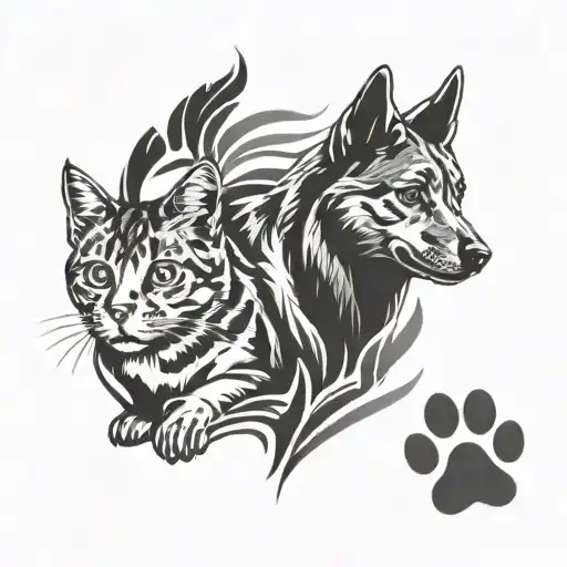 Cat And Dog Footprint