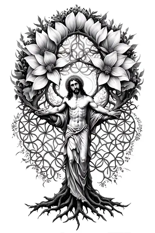 Flower Of Life Tree Of Life Gemini And Jesus Tatoo Degion In Meaning