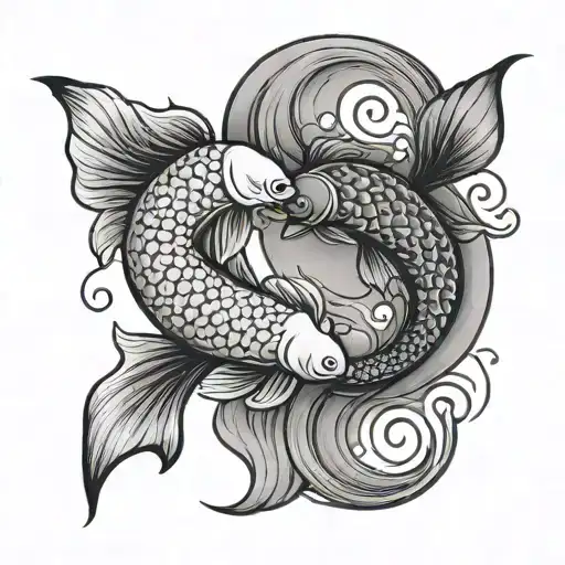 Pisces Koi Fish In Yin Yang Symbol